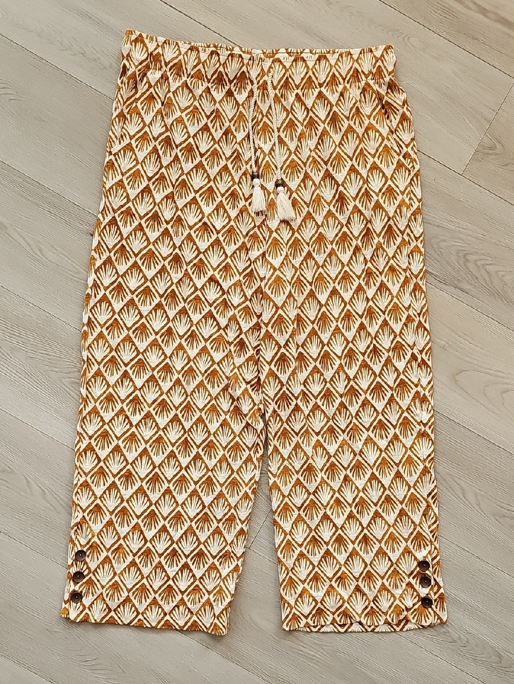 C&C California Linen Wide Leg Cropped Casual Lightweight Boho Summer Trousers XL